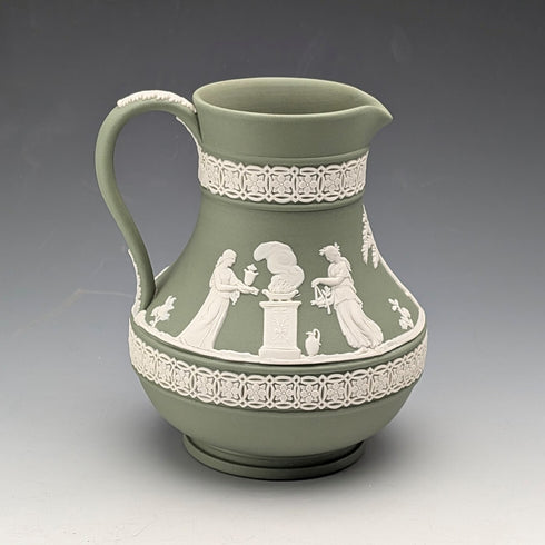 1975 Wedgwood Jasperware Cream Jug, Sage Green, England
