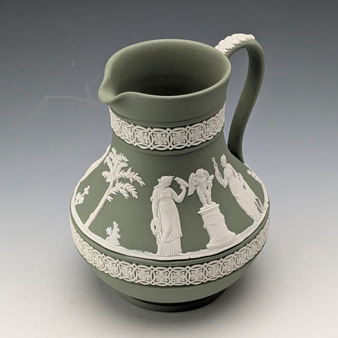 1975 Wedgwood Jasperware Cream Jug, Sage Green, England