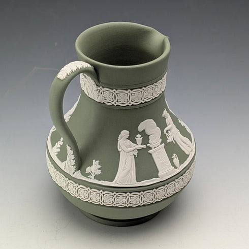 1975 Wedgwood Jasperware Cream Jug, Sage Green, England