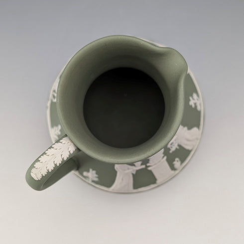 1975 Wedgwood Jasperware Cream Jug, Sage Green, England