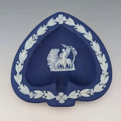 Vintage British Wedgwood Jasperware Playing Card-Shaped Small Plates, Set of 4, Royal Blue
