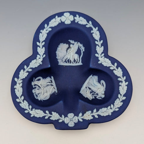Vintage British Wedgwood Jasperware Playing Card-Shaped Small Plates, Set of 4, Royal Blue