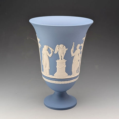 Vintage British Wedgwood Jasperware Vase, Pale Blue