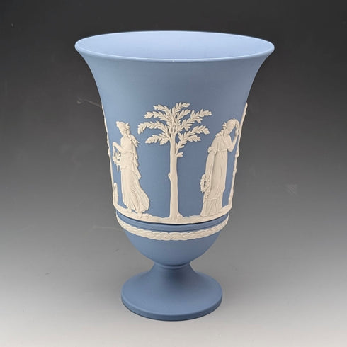 Vintage British Wedgwood Jasperware Vase, Pale Blue