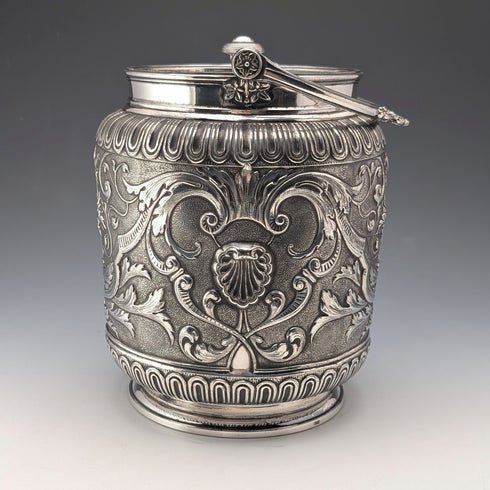 1892年英國詹姆斯迪克森父子公司製造的古董鍍銀餅乾桶