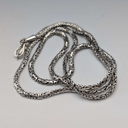 Vintage sterling silver Byzantine chain necklace, 76cm, 35g