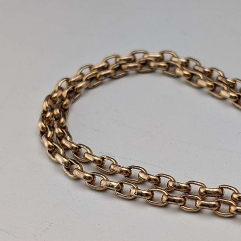Antique British Pinchbeck muff chain necklace, 133cm long, with clip