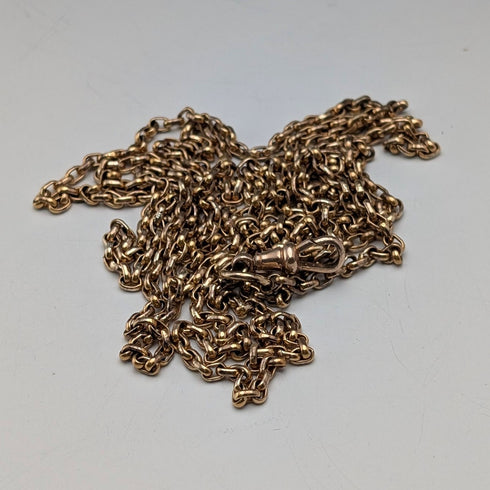 英國古董 Pinchbeck 手筒鏈項鍊,長 133 厘米,帶夾子