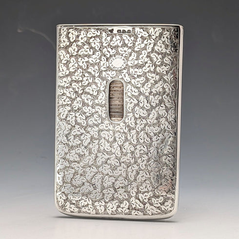 1897 British Antique Sterling Silver Sliding Card Case, 84g, HW King & Son