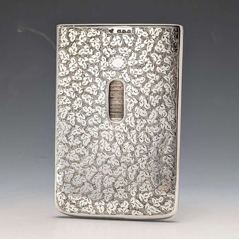 1897 British Antique Sterling Silver Sliding Card Case, 84g, HW King & Son