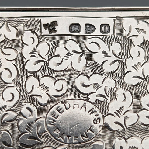 1897 British Antique Sterling Silver Sliding Card Case, 84g, HW King & Son