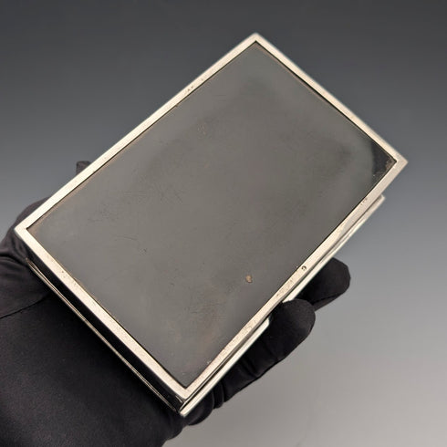 1913年 英国アンティーク 純銀製 シガレットボックス ウッドインナー Walker&Hall