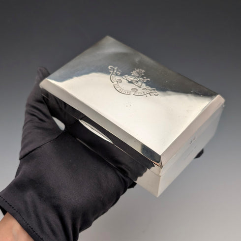 1913年 英国アンティーク 純銀製 シガレットボックス ウッドインナー Walker&Hall