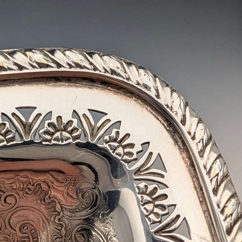 Vintage British silver-plated square dish with stems by Mappin & Webb