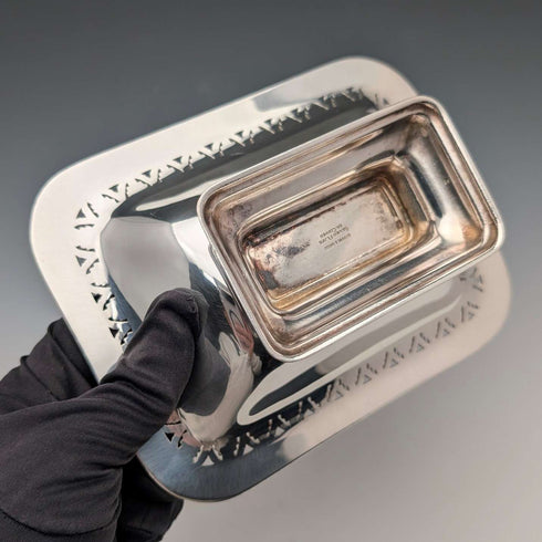 Vintage British silver-plated square dish with stems by Mappin & Webb