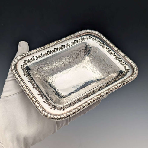 Vintage British silver-plated square dish with stems by Mappin & Webb