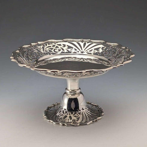 1899年 英国アンティーク 純銀製コンポート 389g 直径20cm Goldsmiths&Silversmiths