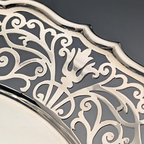 1899年 英国アンティーク 純銀製コンポート 389g 直径20cm Goldsmiths&Silversmiths