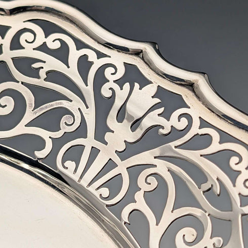1899年 英国アンティーク 純銀製コンポート 389g 直径20cm Goldsmiths&Silversmiths
