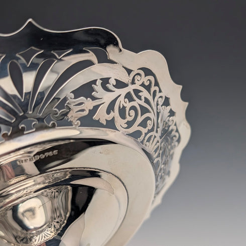 1899年 英国アンティーク 純銀製コンポート 389g 直径20cm Goldsmiths&Silversmiths