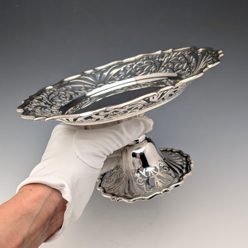 1899年 英国アンティーク 純銀製コンポート 389g 直径20cm Goldsmiths&Silversmiths