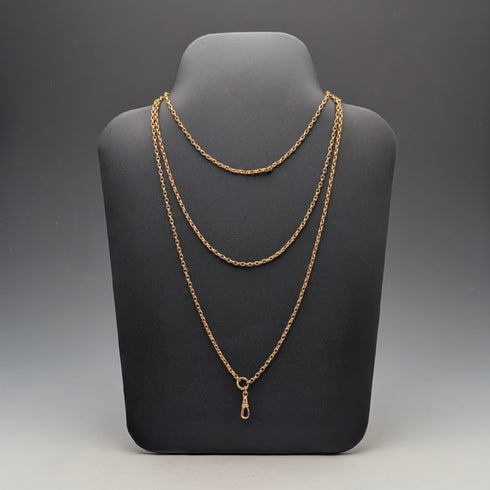 英國古董 Pinchbeck 手筒鏈項鍊,長 133 厘米,帶夾子