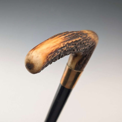 Vintage Black Shaft Antler L-Handle Walking Stick, 72cm, ASHBEY