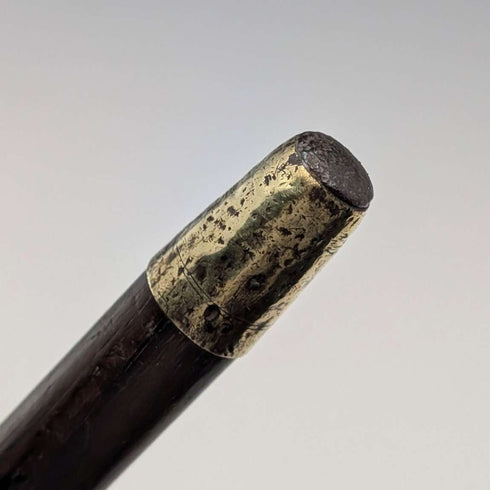 1916 British Antique Black Shaft Sterling Silver Rondelle Handle Cane 87cm