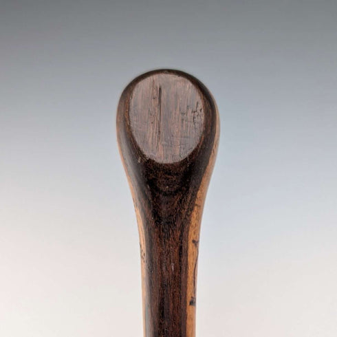 Vintage two-tone brown shaft rondelle handle walking stick, 91cm