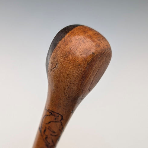 Vintage two-tone brown shaft rondelle handle walking stick, 91cm