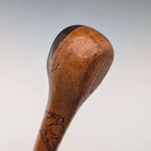 Vintage two-tone brown shaft rondelle handle walking stick, 91cm