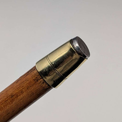 Vintage two-tone brown shaft rondelle handle walking stick, 91cm