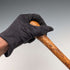 Vintage two-tone brown shaft rondelle handle walking stick, 91cm