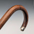 Circa 1928 British Vintage Brown Shaft, Curved Handle, Sterling Silver Ornamented Walking Stick, 85cm