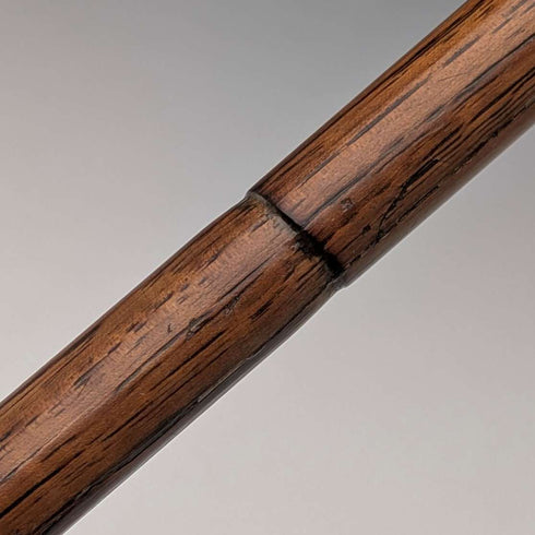 Circa 1928 British Vintage Brown Shaft, Curved Handle, Sterling Silver Ornamented Walking Stick, 85cm