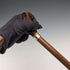 Vintage brown shaft resin fox head handle walking stick, 90cm