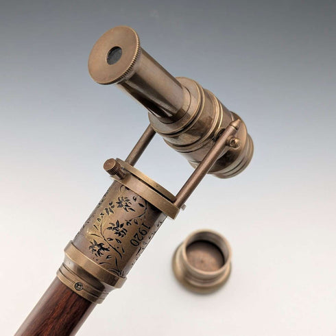 Vintage British Telescope & Compass Handle Split Shaft Walking Stick, 97cm, Dollond London