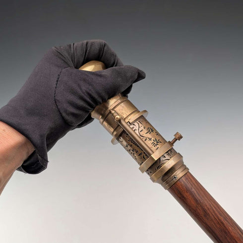 Vintage British Telescope & Compass Handle Split Shaft Walking Stick, 97cm, Dollond London
