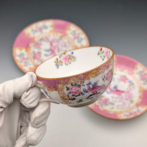 1920年代英國明頓茶杯三件粉紅雞蛇獸,為邁耶商場訂製①