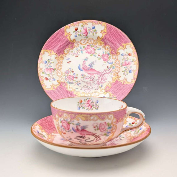 1920年代英國明頓茶杯三件組粉紅雞蛇獸,為邁耶商場訂製②