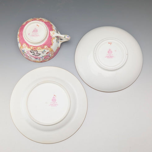 1920年代英國明頓茶杯三件組粉紅雞蛇,為邁耶商場特別訂購③