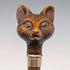 Vintage brown shaft resin fox head handle walking stick, 90cm