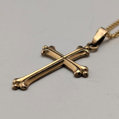 復古鍍金十字架吊墜及項鍊