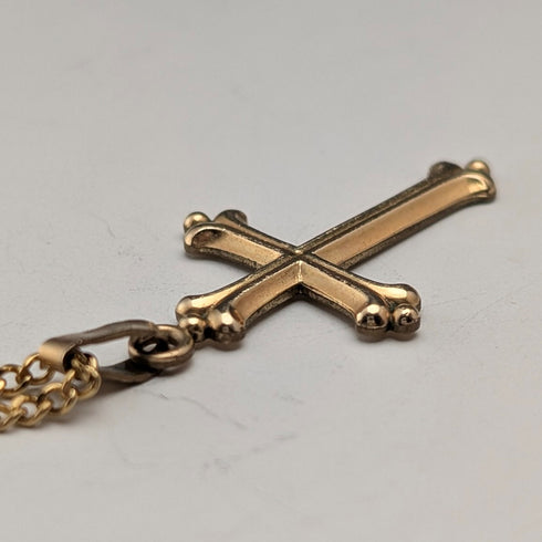 復古鍍金十字架吊墜及項鍊