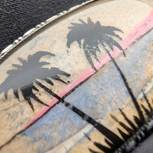 Antique British Butterfly Wing Tropical Landscape Pure Silver Brooch TLM