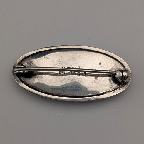 Antique British Butterfly Wing Tropical Landscape Pure Silver Brooch TLM