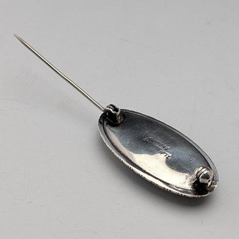 Antique British Butterfly Wing Tropical Landscape Pure Silver Brooch TLM