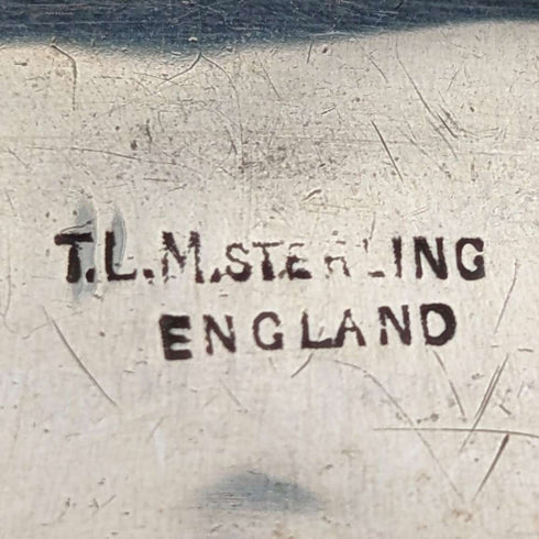 英国アンティーク 蝶の羽による南国風景 純銀台座ブローチ T.L.M