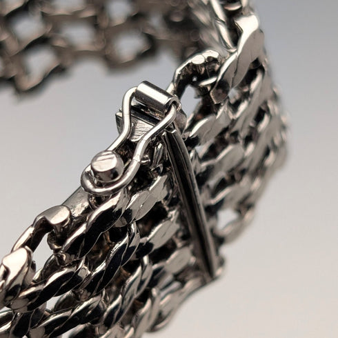1975 British Vintage Sterling Silver Gate Style Bracelet, 57g, PM