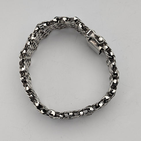 1975 British Vintage Sterling Silver Gate Style Bracelet, 57g, PM